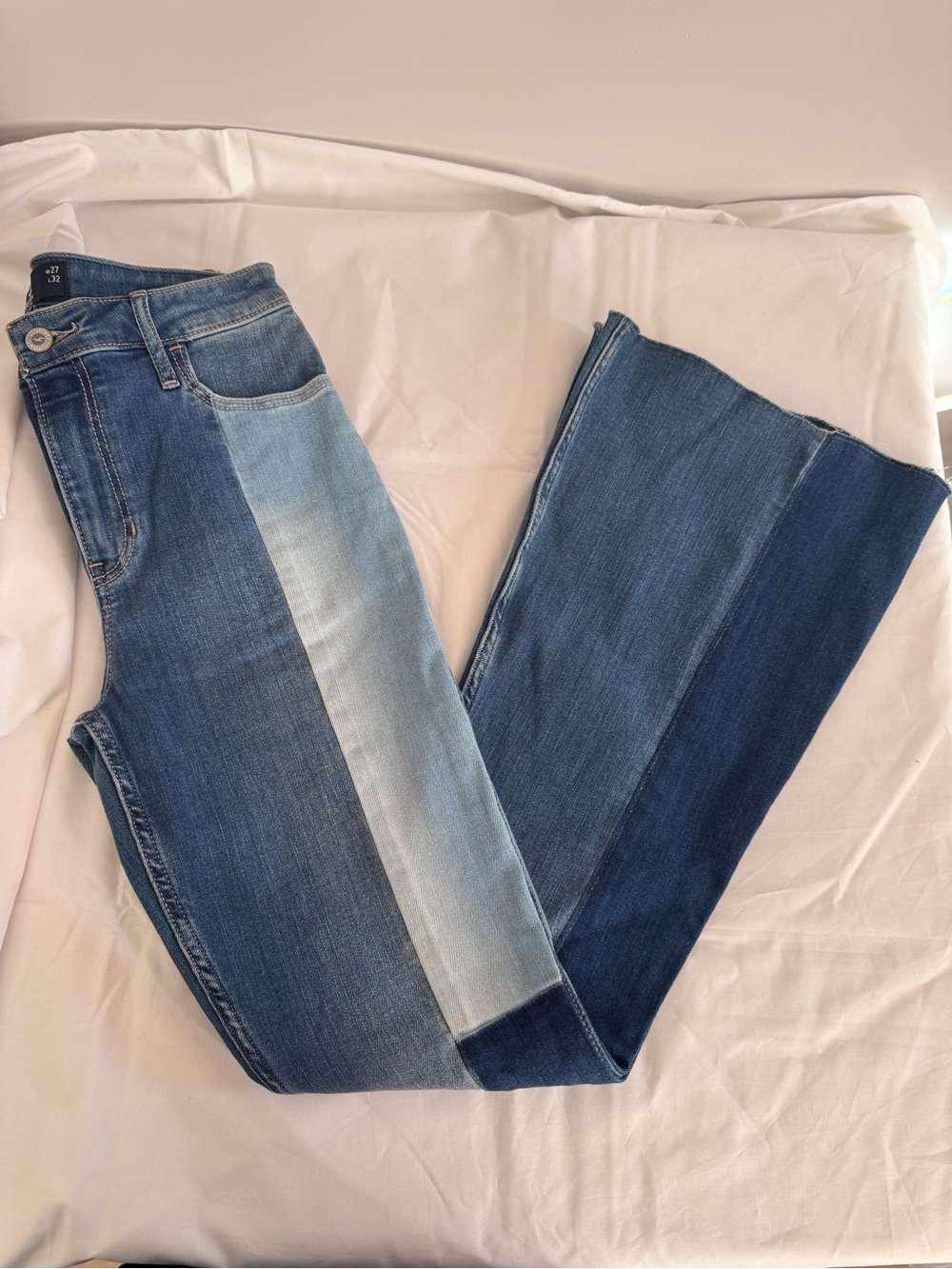 Hollister Two-Tone Patchwork Blue Flare Jeans